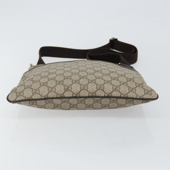 GUCCI GG Supreme Shoulder Bag PVC Beige Silver 141626 Auth BA6168