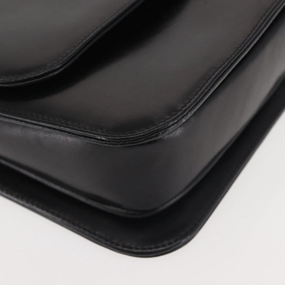 GIVENCHY Shoulder Bag Leather Black Gold Auth BA6169