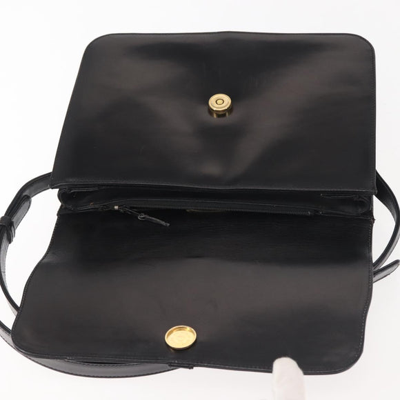 GIVENCHY Shoulder Bag Leather Black Gold Auth BA6169