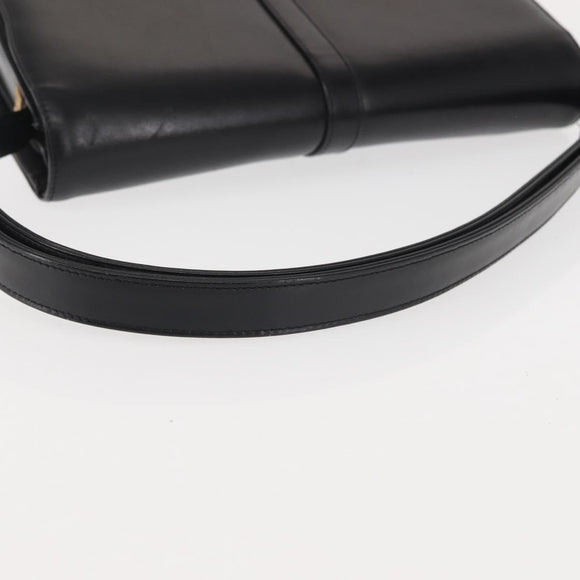 GIVENCHY Shoulder Bag Leather Black Gold Auth BA6169