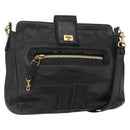 Chloe Shoulder Bag Leather Black Gold Auth BA6170-1