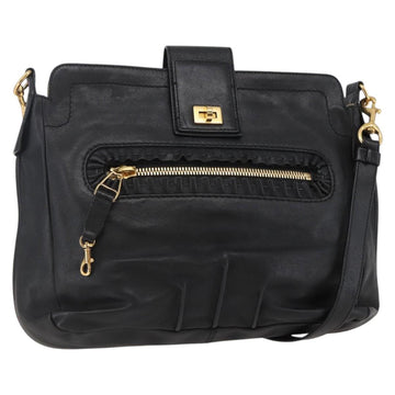 Chloe Shoulder Bag Leather Black Gold Auth BA6170