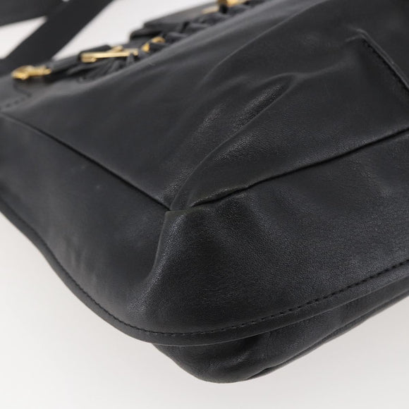 Chloe Shoulder Bag Leather Black Gold Auth BA6170