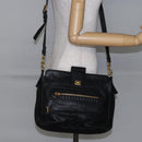 Chloe Shoulder Bag Leather Black Gold Auth BA6170-23