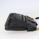 Chloe Shoulder Bag Leather Black Gold Auth BA6170-4