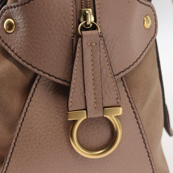 Salvatore Ferragamo Gancini Tote Bag Leather Pink Gold Auth BA6171