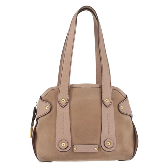 Salvatore Ferragamo Gancini Tote Bag Leather Pink Gold Auth BA6171