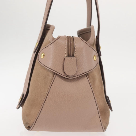 Salvatore Ferragamo Gancini Tote Bag Leather Pink Gold Auth BA6171