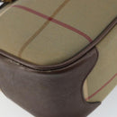 Burberrys Nova Check Hand Bag Canvas Leather Beige Gold Auth BA6175-14