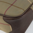 Burberrys Nova Check Hand Bag Canvas Leather Beige Gold Auth BA6175-15