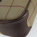 Burberrys Nova Check Hand Bag Canvas Leather Beige Gold Auth BA6175-16