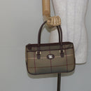 Burberrys Nova Check Hand Bag Canvas Leather Beige Gold Auth BA6175-21