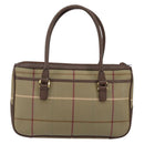 Burberrys Nova Check Hand Bag Canvas Leather Beige Gold Auth BA6175-2