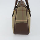 Burberrys Nova Check Hand Bag Canvas Leather Beige Gold Auth BA6175-3