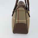 Burberrys Nova Check Hand Bag Canvas Leather Beige Gold Auth BA6175-4