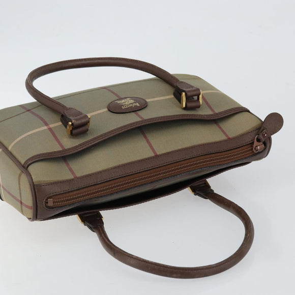 Burberrys Nova Check Hand Bag Canvas Leather Beige Gold Auth BA6175