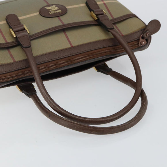 Burberrys Nova Check Hand Bag Canvas Leather Beige Gold Auth BA6175