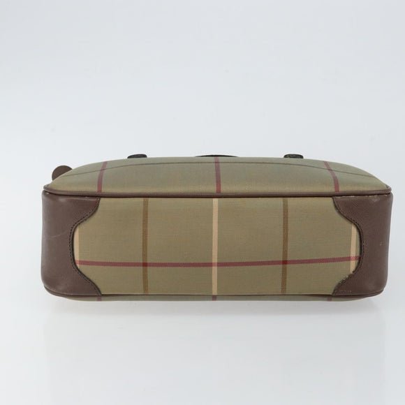 Burberrys Nova Check Hand Bag Canvas Leather Beige Gold Auth BA6175