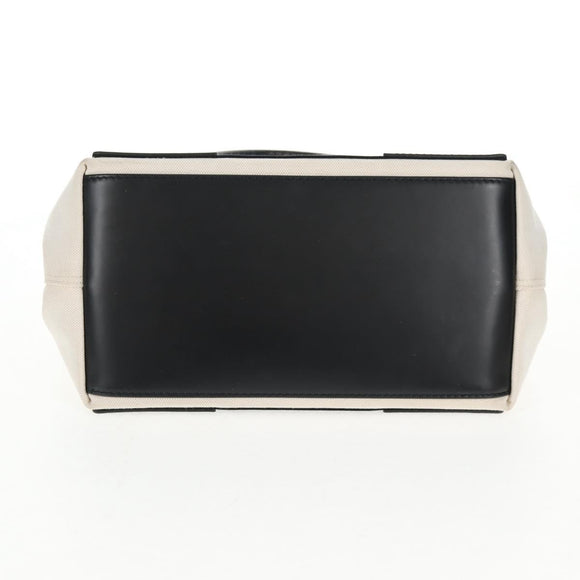 BALENCIAGA Navy Cabas S Bag Canvas Leather White Black 339933 Auth BA6186M