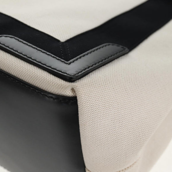 BALENCIAGA Navy Cabas S Bag Canvas Leather White Black 339933 Auth BA6186M