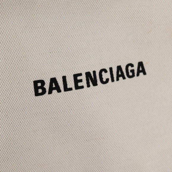 BALENCIAGA Navy Cabas S Bag Canvas Leather White Black 339933 Auth BA6186M