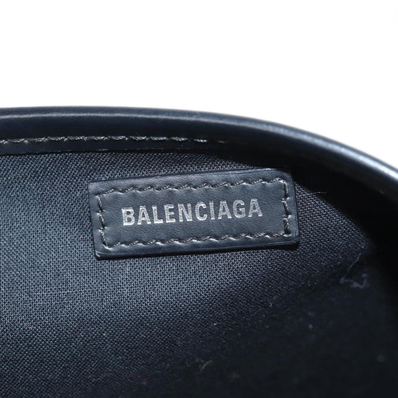 BALENCIAGA Navy Cabas S Bag Canvas Leather White Black 339933 Auth BA6186M