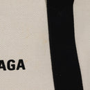 BALENCIAGA Navy Cabas S Bag Canvas Leather White Black 339933 Auth BA6186M-2