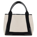 BALENCIAGA Navy Cabas S Bag Canvas Leather White Black 339933 Auth BA6186M-3