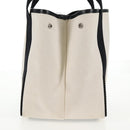 BALENCIAGA Navy Cabas S Bag Canvas Leather White Black 339933 Auth BA6186M-4