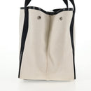 BALENCIAGA Navy Cabas S Bag Canvas Leather White Black 339933 Auth BA6186M-5