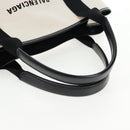 BALENCIAGA Navy Cabas S Bag Canvas Leather White Black 339933 Auth BA6186M-8