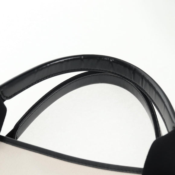 BALENCIAGA Navy Cabas S Bag Canvas Leather White Black 339933 Auth BA6186M