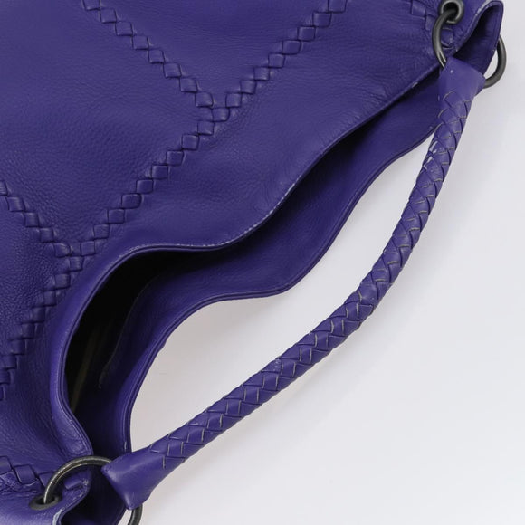 BOTTEGA VENETA INTRECCIATO Shoulder Bag Leather Purple Auth BA6187