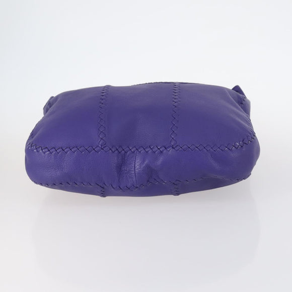 BOTTEGA VENETA INTRECCIATO Shoulder Bag Leather Purple Auth BA6187