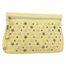 Jimmy Choo Studs Clutch Bag Leather Yellow Silver Auth BA6189-1