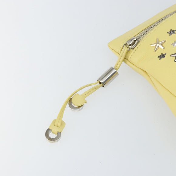 Jimmy Choo Studs Clutch Bag Leather Yellow Silver Auth BA6189