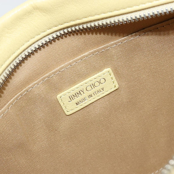 Jimmy Choo Studs Clutch Bag Leather Yellow Silver Auth BA6189