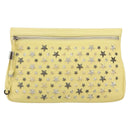 Jimmy Choo Studs Clutch Bag Leather Yellow Silver Auth BA6189-13
