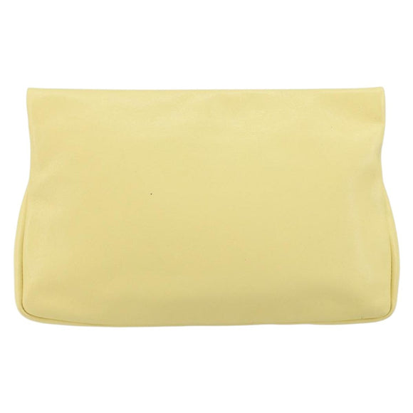 Jimmy Choo Studs Clutch Bag Leather Yellow Silver Auth BA6189