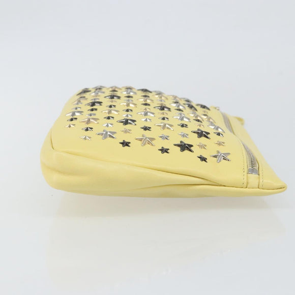 Jimmy Choo Studs Clutch Bag Leather Yellow Silver Auth BA6189
