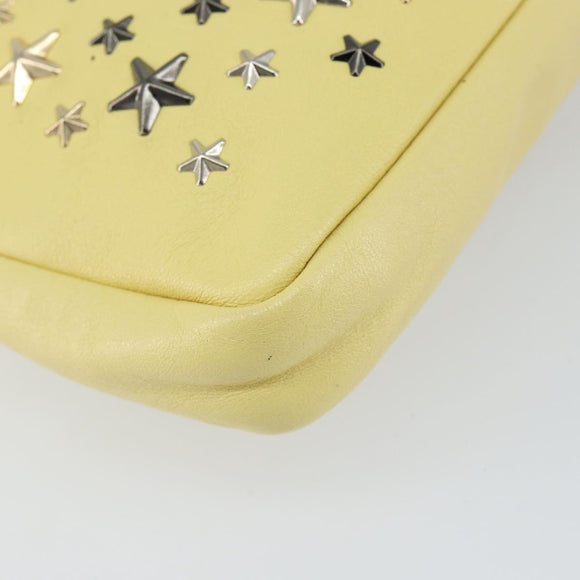 Jimmy Choo Studs Clutch Bag Leather Yellow Silver Auth BA6189