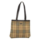 BURBERRY Nova Check Tote Bag PVC Beige Brown Auth BA619-1