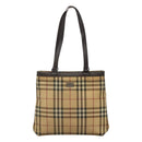 BURBERRY Nova Check Tote Bag PVC Beige Brown Auth BA619-2