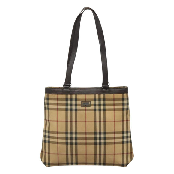 BURBERRY Nova Check Tote Bag PVC Beige Brown Auth BA619