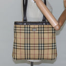 BURBERRY Nova Check Tote Bag PVC Beige Brown Auth BA619-20
