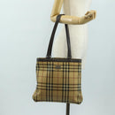 BURBERRY Nova Check Tote Bag PVC Beige Brown Auth BA619-24