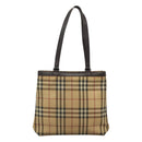 BURBERRY Nova Check Tote Bag PVC Beige Brown Auth BA619-3