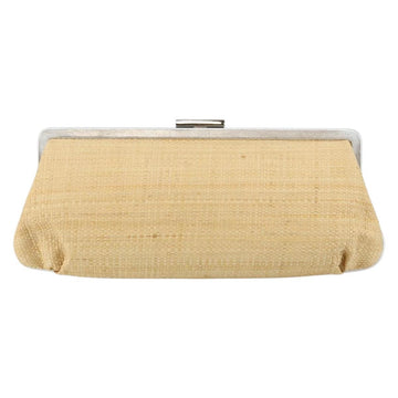 TIFFANY&Co. Clutch Bag Straw Beige Silver Auth BA6190 - 0