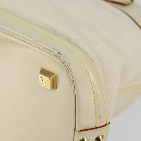 LOUIS VUITTON Suhari Lockit MM Hand Bag Leather White M91874 LV Auth BA6191