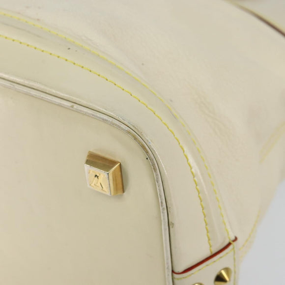 LOUIS VUITTON Suhari Lockit MM Hand Bag Leather White M91874 LV Auth BA6191